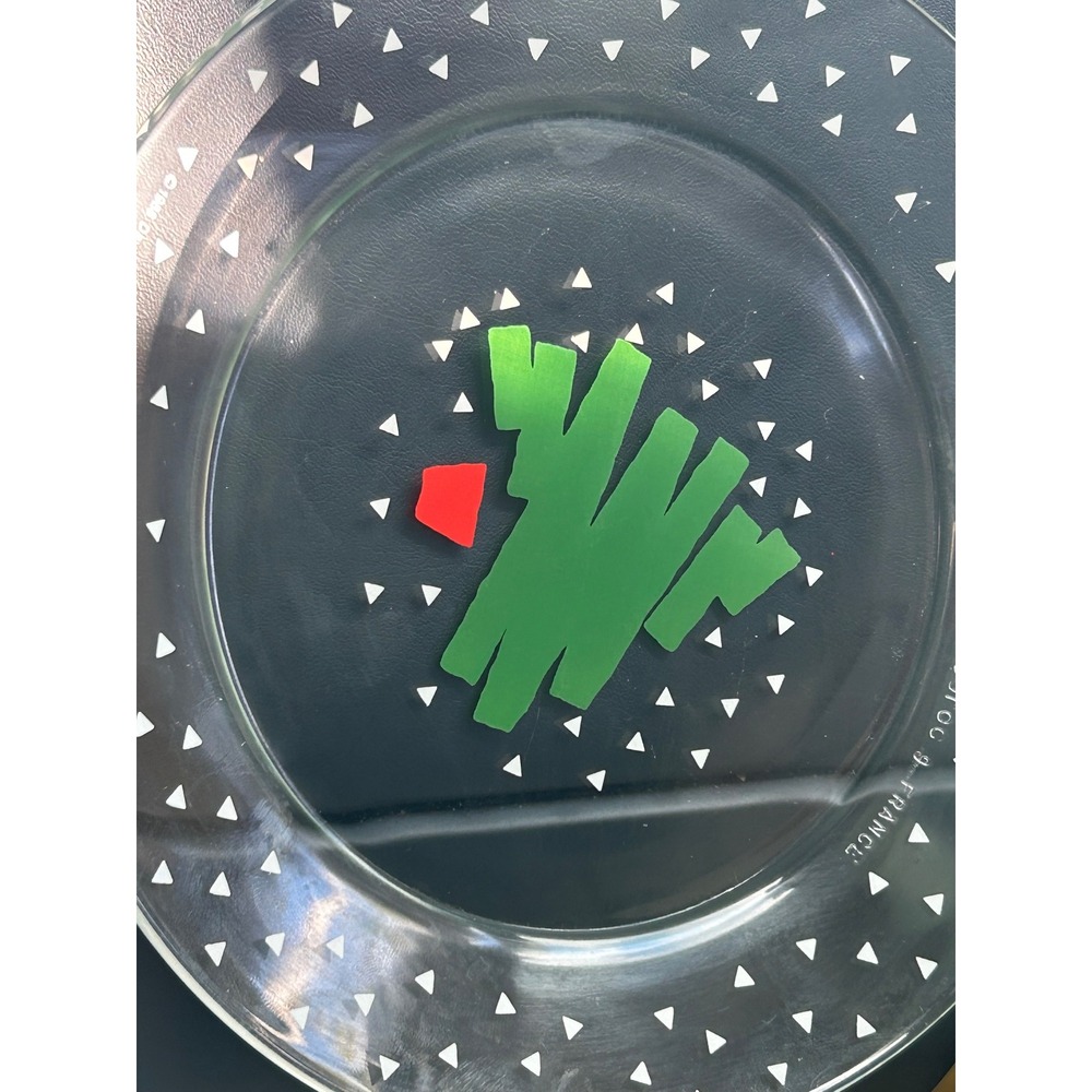 Vintage 1988 Dayton Hudson Arcoroc France Glass Christmas Tree Plates Set of 4 - Picture 4 of 10
